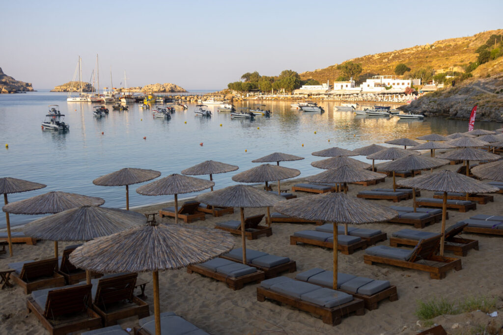Lindos village beach evening